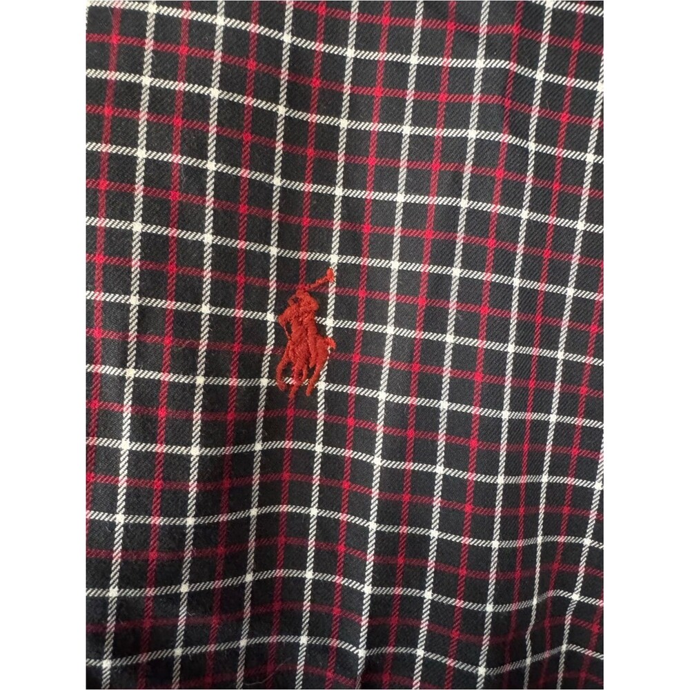 Ralph Lauren Blake Shirt Cotton Mens XL Black Red Plaid Long Sleeve Button Down